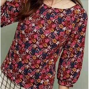 Anthropologie Maeve Decatur Floral Print Tunic Top Blouse sz XS